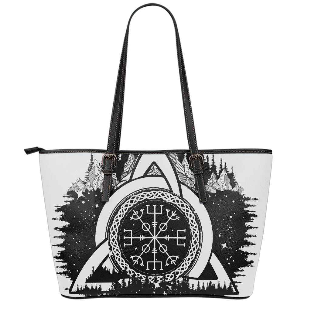 Viking Celtic Trinity Knot Print Leather Tote Bag