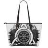 Viking Celtic Trinity Knot Print Leather Tote Bag