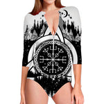 Viking Celtic Trinity Knot Print Long Sleeve Swimsuit