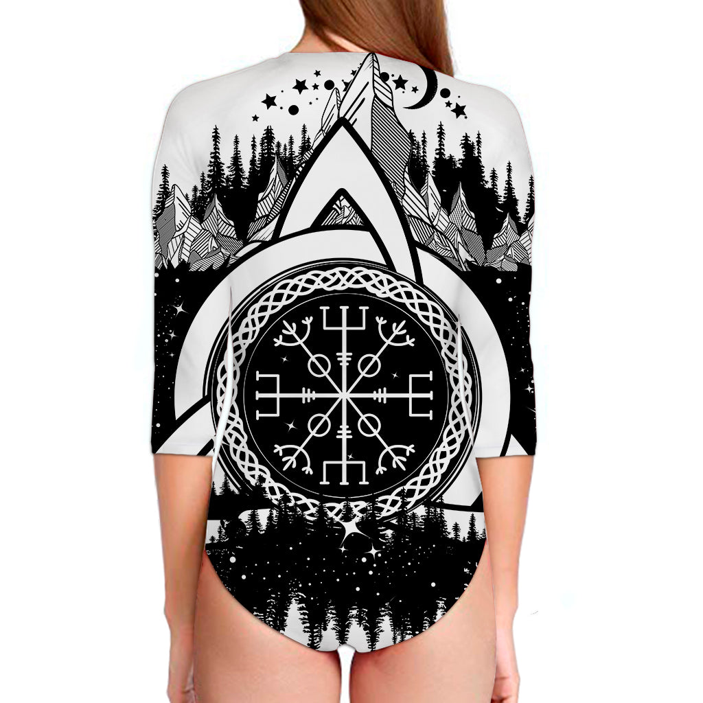 Viking Celtic Trinity Knot Print Long Sleeve Swimsuit