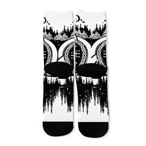 Viking Celtic Trinity Knot Print Long Socks