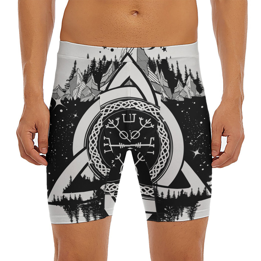 Viking Celtic Trinity Knot Print Men's Long Boxer Briefs