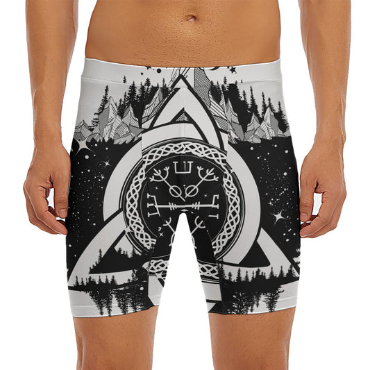 Viking Celtic Trinity Knot Print Men's Long Boxer Briefs