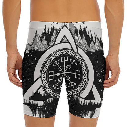 Viking Celtic Trinity Knot Print Men's Long Boxer Briefs