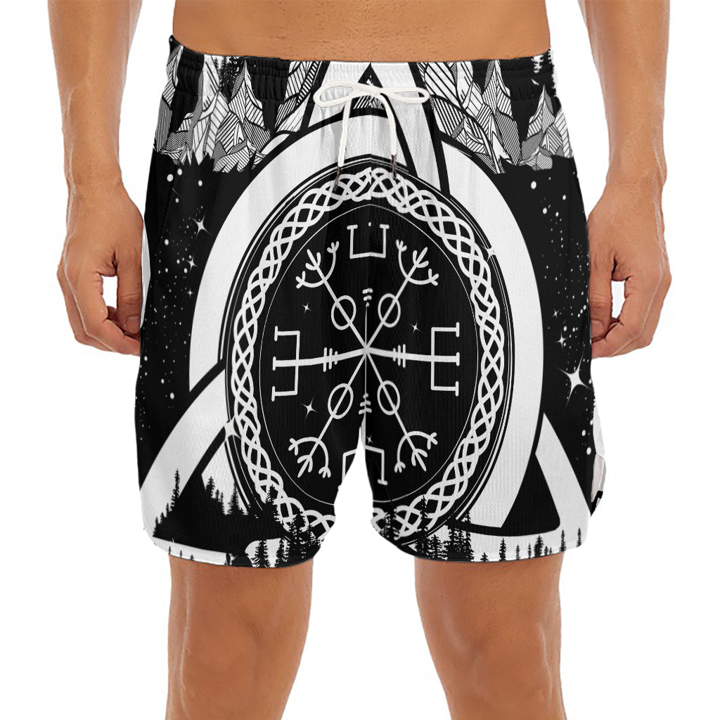 Viking Celtic Trinity Knot Print Men's Split Running Shorts