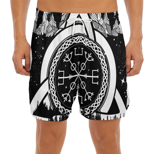 Viking Celtic Trinity Knot Print Men's Split Running Shorts