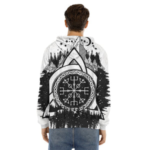 Viking Celtic Trinity Knot Print Men's Velvet Pullover Hoodie