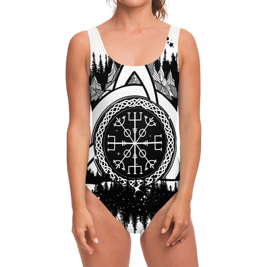 Viking Celtic Trinity Knot Print One Piece Swimsuit