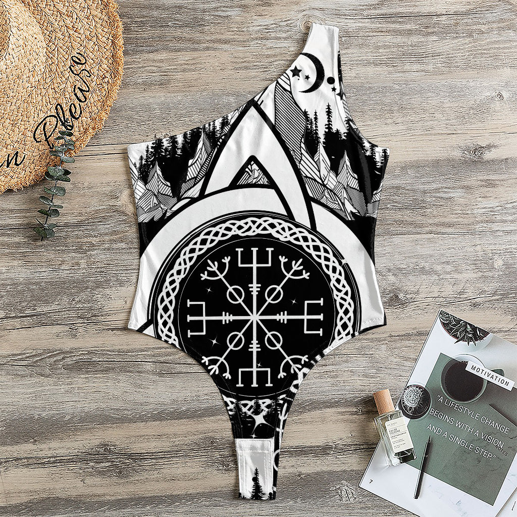 Viking Celtic Trinity Knot Print One Shoulder Bodysuit