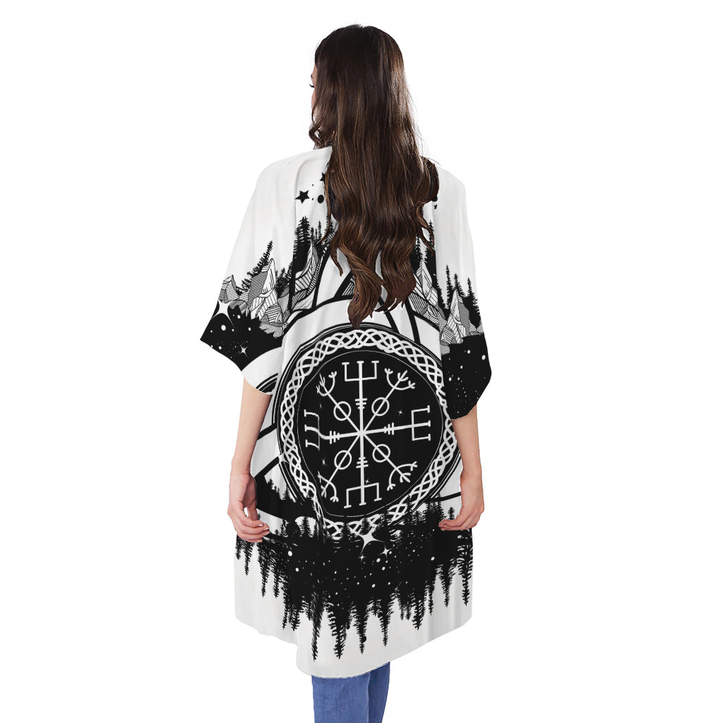 Viking Celtic Trinity Knot Print Open Front Beach Cover Up