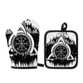 Viking Celtic Trinity Knot Print Oven Mitt And Pot Holder Set