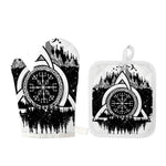 Viking Celtic Trinity Knot Print Oven Mitt And Pot Holder Set