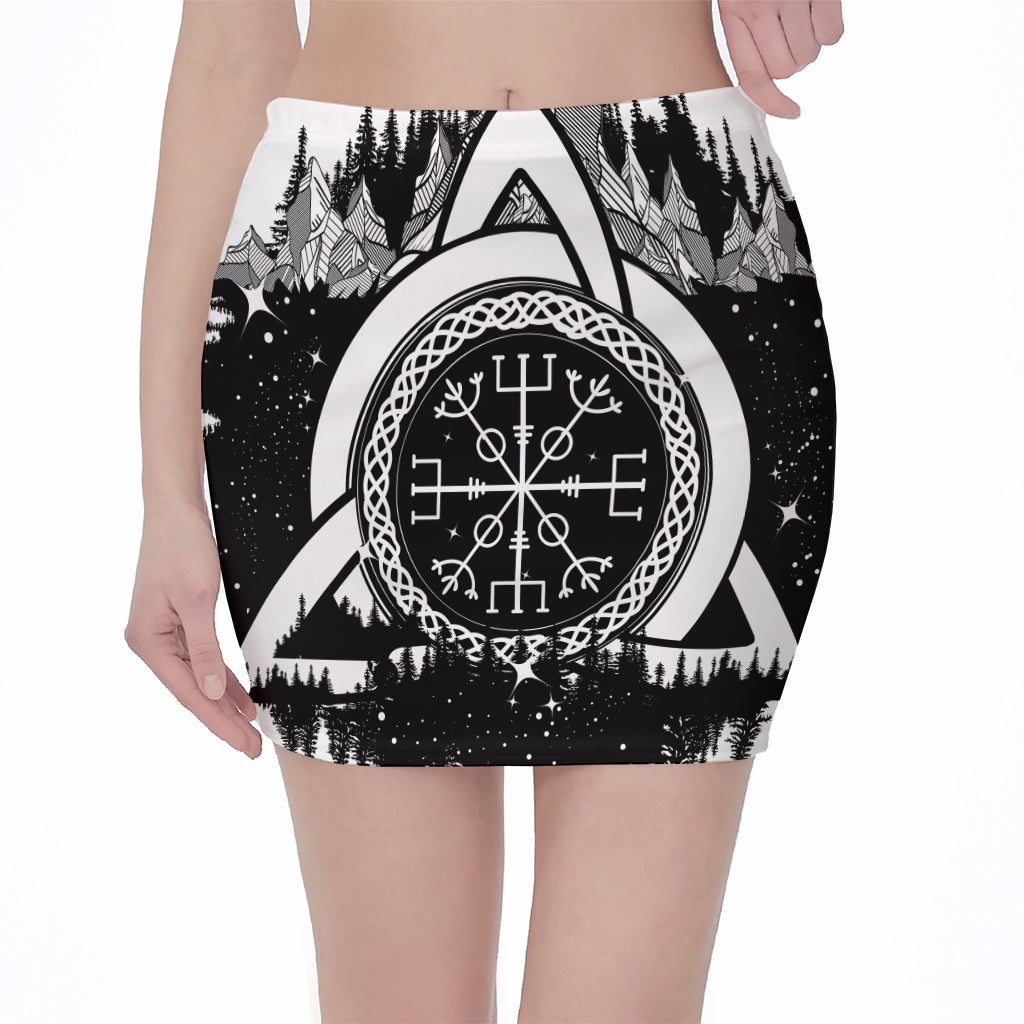 Viking Celtic Trinity Knot Print Pencil Mini Skirt