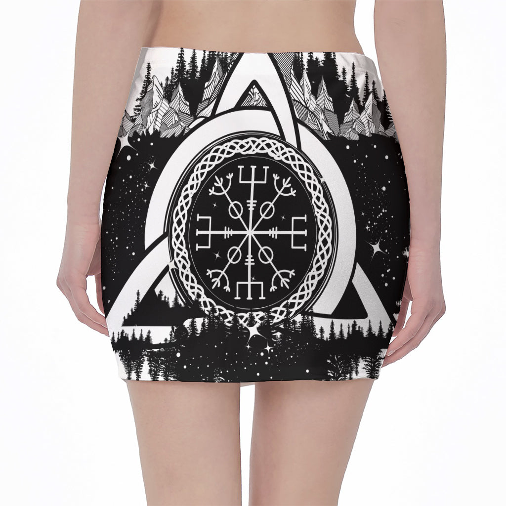 Viking Celtic Trinity Knot Print Pencil Mini Skirt