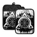 Viking Celtic Trinity Knot Print Pot Holders With Pocket