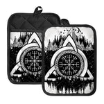 Viking Celtic Trinity Knot Print Pot Holders With Pocket