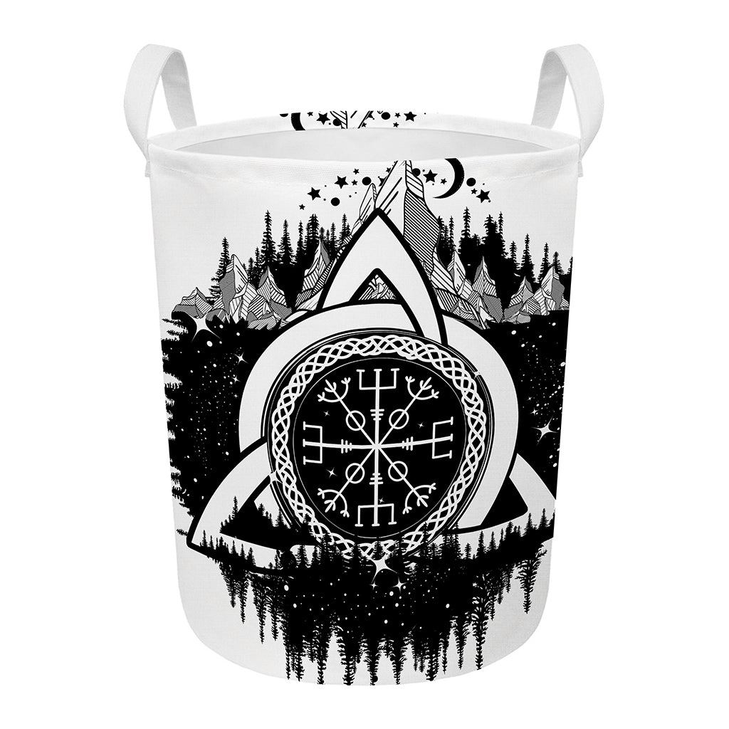 Viking Celtic Trinity Knot Print Round Laundry Basket