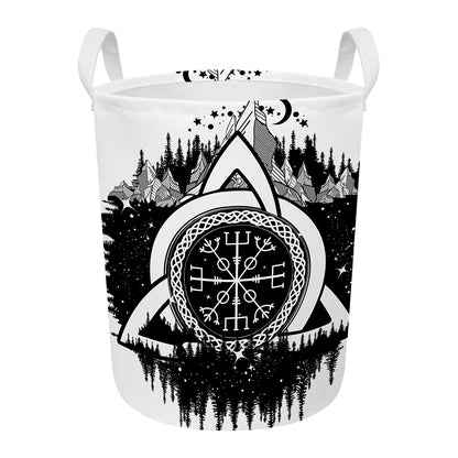 Viking Celtic Trinity Knot Print Round Laundry Basket