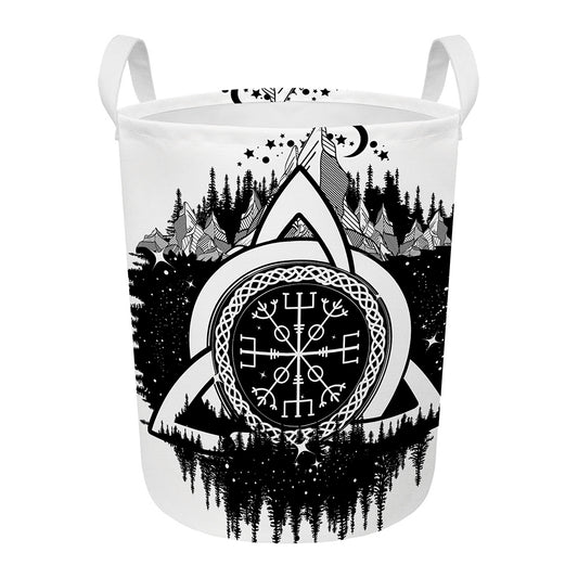 Viking Celtic Trinity Knot Print Round Laundry Basket