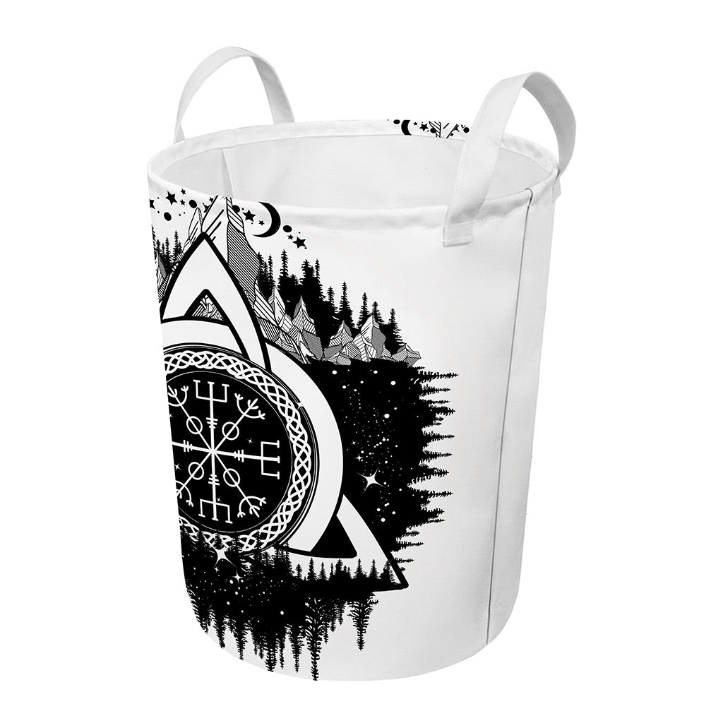 Viking Celtic Trinity Knot Print Round Laundry Basket