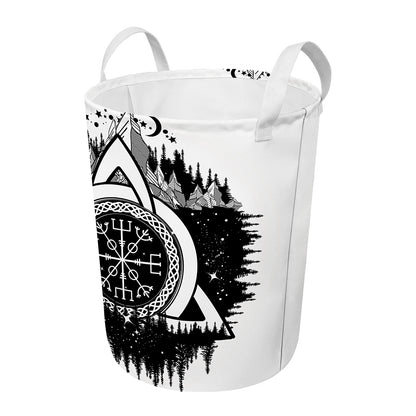 Viking Celtic Trinity Knot Print Round Laundry Basket