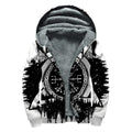 Viking Celtic Trinity Knot Print Sherpa Lined Zip Up Hoodie