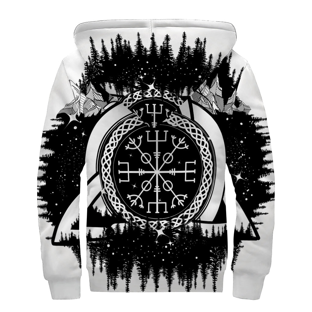 Viking Celtic Trinity Knot Print Sherpa Lined Zip Up Hoodie