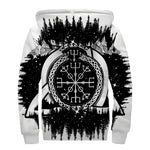 Viking Celtic Trinity Knot Print Sherpa Lined Zip Up Hoodie