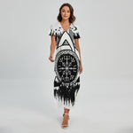 Viking Celtic Trinity Knot Print Short Sleeve Maxi Dress