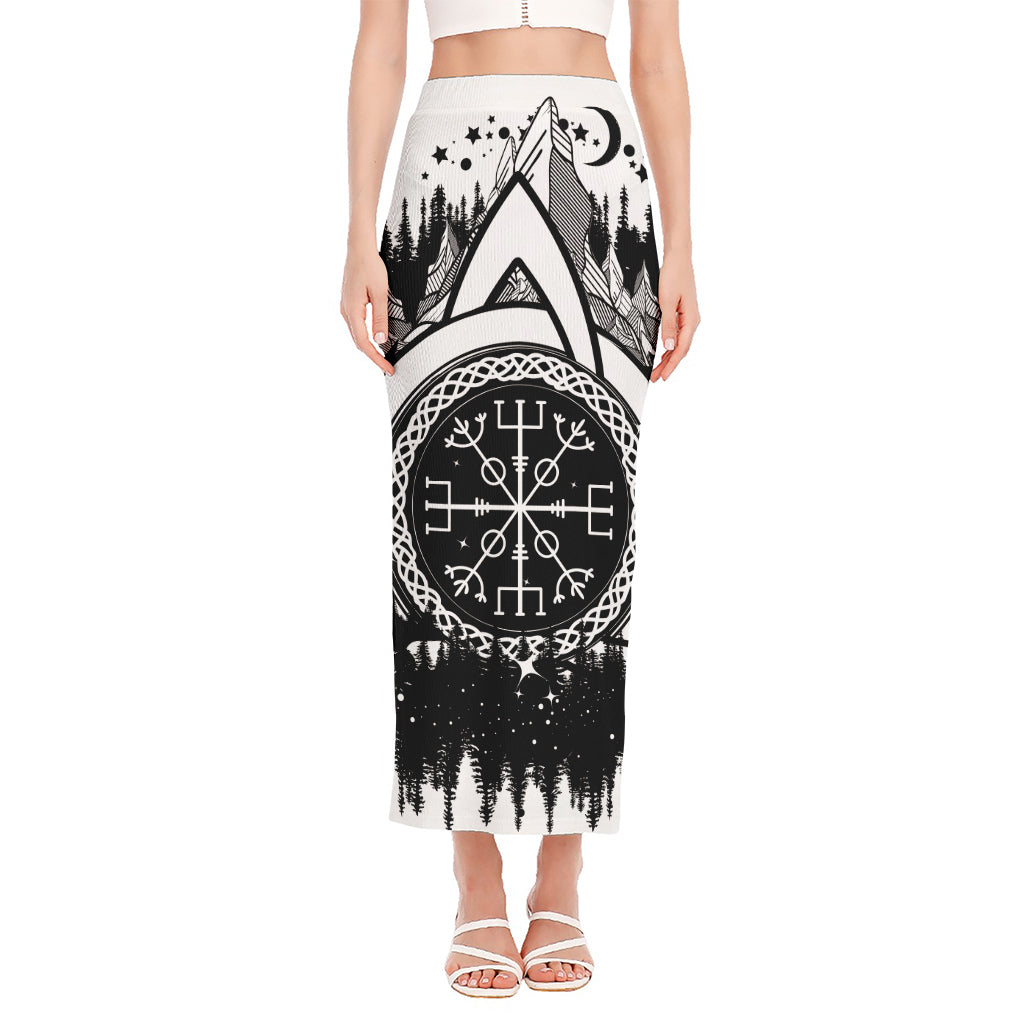 Viking Celtic Trinity Knot Print Side Slit Maxi Skirt