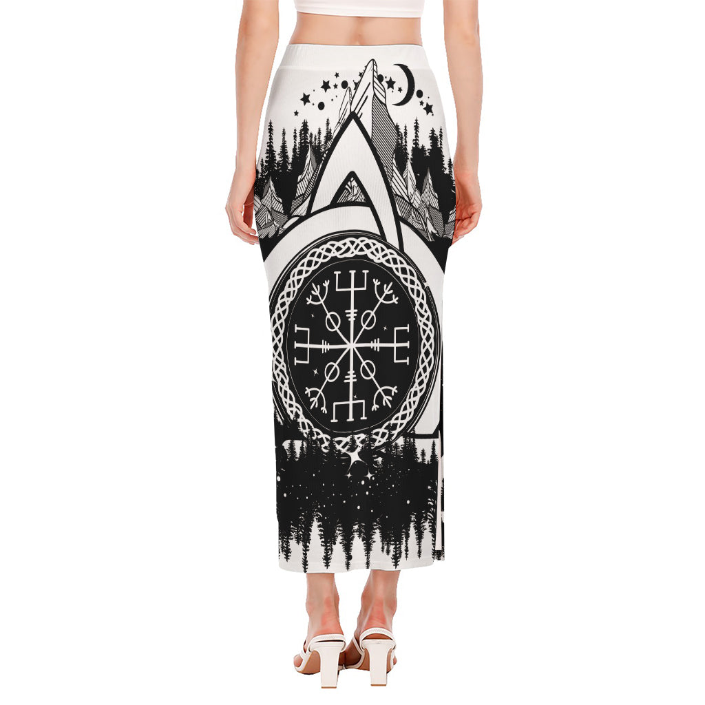 Viking Celtic Trinity Knot Print Side Slit Maxi Skirt