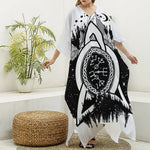 Viking Celtic Trinity Knot Print Silk V-Neck Kaftan Dress