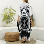 Viking Celtic Trinity Knot Print Silk V-Neck Kaftan Dress