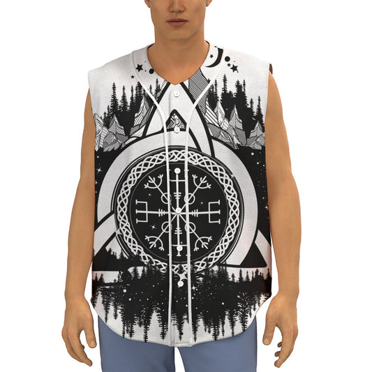 Viking Celtic Trinity Knot Print Sleeveless Baseball Jersey