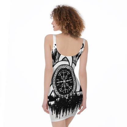 Viking Celtic Trinity Knot Print Sleeveless Bodycon Dress