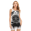 Viking Celtic Trinity Knot Print Sleeveless One Piece Swimsuit