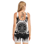 Viking Celtic Trinity Knot Print Sleeveless One Piece Swimsuit