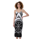 Viking Celtic Trinity Knot Print Slim Fit Midi Cami Dress