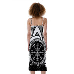 Viking Celtic Trinity Knot Print Slim Fit Midi Cami Dress