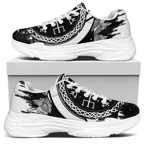 Viking Celtic Trinity Knot Print White Chunky Shoes