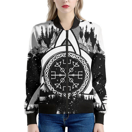 Viking Celtic Trinity Knot Print Women's Bomber Jacket