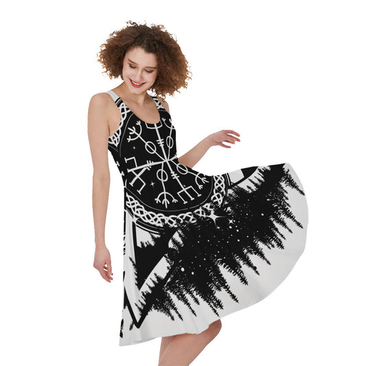 Viking Celtic Trinity Knot Print Women's Sleeveless Dress