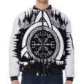 Viking Celtic Trinity Knot Print Zip Sleeve Bomber Jacket