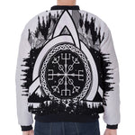 Viking Celtic Trinity Knot Print Zip Sleeve Bomber Jacket