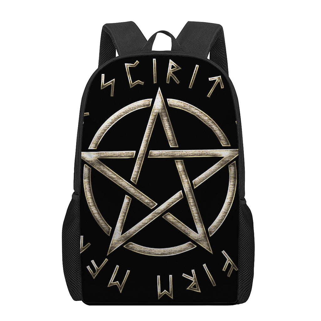 Viking Nordic Runes Pentagram Print 17 Inch Backpack