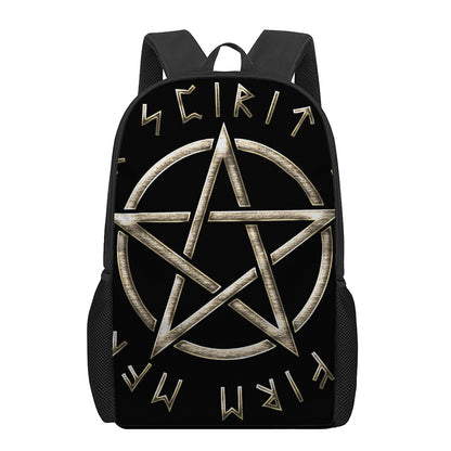 Viking Nordic Runes Pentagram Print 17 Inch Backpack
