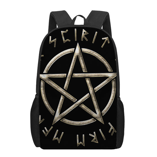 Viking Nordic Runes Pentagram Print 17 Inch Backpack