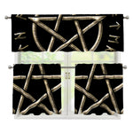 Viking Nordic Runes Pentagram Print 3 Piece Kitchen Curtains