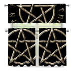 Viking Nordic Runes Pentagram Print 3 Piece Kitchen Curtains