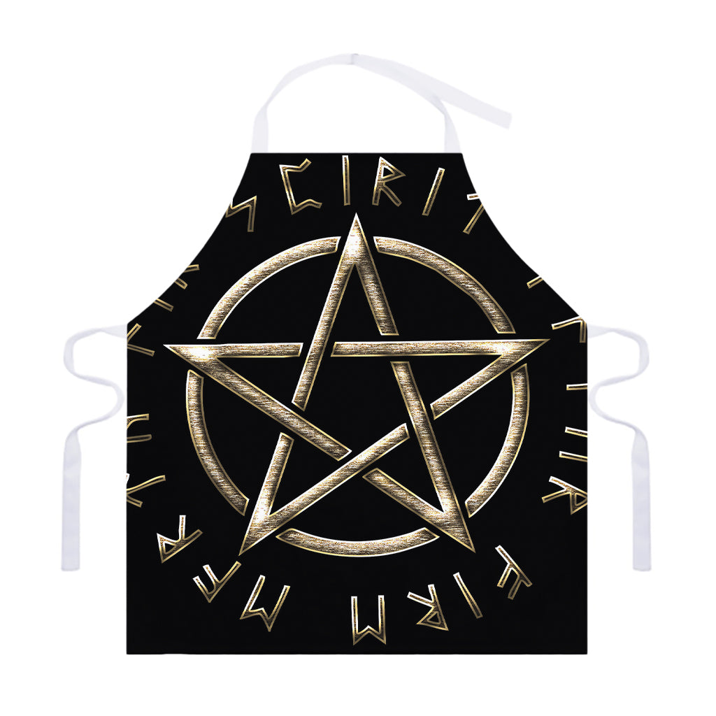 Viking Nordic Runes Pentagram Print Adjustable Apron